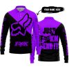 JUST FKCN SEND IT - 3D ALL OVER PRINTED - FOX RACING - PURPLE - LONG SLEEVE POLO SHIRT