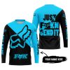 JUST FKCN SEND IT - 3D ALL OVER PRINTED - FOX RACING - SKY BLUE - JERSEY