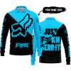 JUST FKCN SEND IT - 3D ALL OVER PRINTED - FOX RACING - SKY BLUE - LONG SLEEVE POLO SHIRT
