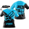 JUST FKCN SEND IT - 3D ALL OVER PRINTED - FOX RACING - SKY BLUE - T-SHIRT