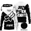 JUST FKCN SEND IT - 3D ALL OVER PRINTED - FOX RACING - WHITE - SWEATER UGLY