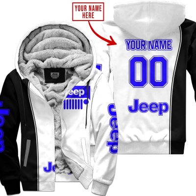 Limited Edition - Custom Name Jeep - Blue - Fleece Zip Hoodie
