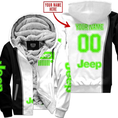 Limited Edition - Custom Name Jeep - Green - Fleece Zip Hoodie