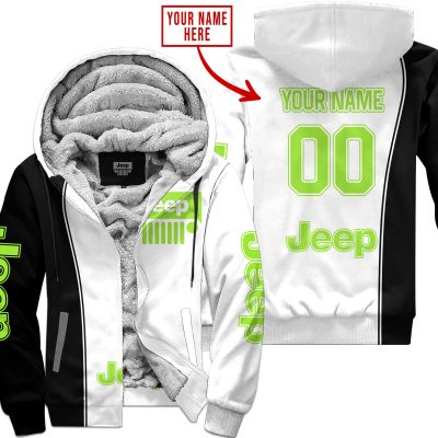 Limited Edition - Custom Name Jeep - Green 1 - Fleece Zip Hoodie