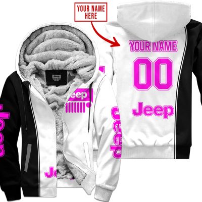 Limited Edition - Custom Name Jeep - Pink - Fleece Zip Hoodie