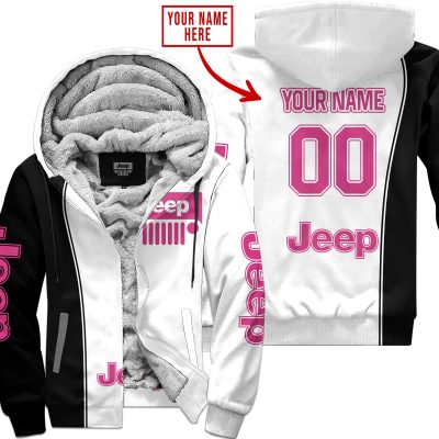 Limited Edition - Custom Name Jeep - Pink 1 - Fleece Zip Hoodie