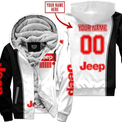Limited Edition - Custom Name Jeep - Red - Fleece Zip Hoodie