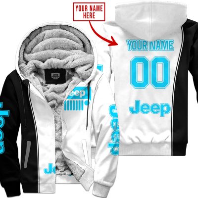 Limited Edition - Custom Name Jeep - Sky Blue - Fleece Zip Hoodie