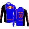 LIMITED EDITION - CUSTOM NAME MOTOCROCSS V2 - RED BULL - BLUE - LONG SLEEVE POLO SHIRT