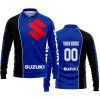LIMITED EDITION - CUSTOM NAME MOTOCROCSS V2 - SUZUKI - BLUE - LONG SLEEVE POLO SHIRT
