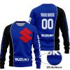 LIMITED EDITION - CUSTOM NAME MOTOCROCSS V2 - SUZUKI - BLUE - SWEATER UGLY