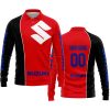 LIMITED EDITION - CUSTOM NAME MOTOCROCSS V2 - SUZUKI - RED - LONG SLEEVE POLO SHIRT
