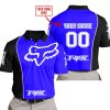 LIMITED EDITION - CUSTOM NAME MOTOCROCSS V2 - FOX RACING - BLACK BLUE - POLO SHIRT