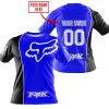 LIMITED EDITION - CUSTOM NAME MOTOCROCSS V2 - FOX RACING - BLACK BLUE - T-SHIRT
