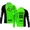LIMITED EDITION - CUSTOM NAME MOTOCROCSS V2 - FOX RACING - BLACK GREEN - LONG SLEEVE POLO SHIRT