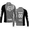 LIMITED EDITION - CUSTOM NAME MOTOCROCSS V2 - FOX RACING - BLACK GREY - LONG SLEEVE POLO SHIRT
