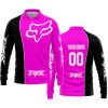LIMITED EDITION - CUSTOM NAME MOTOCROCSS V2 - FOX RACING - BLACK PINK - LONG SLEEVE POLO SHIRT