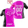 LIMITED EDITION - CUSTOM NAME MOTOCROCSS V2 - FOX RACING - BLACK PINK - T-SHIRT