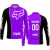 LIMITED EDITION - CUSTOM NAME MOTOCROCSS V2 - FOX RACING - BLACK PURLPLE - LONG SLEEVE POLO SHIRT