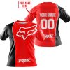 LIMITED EDITION - CUSTOM NAME MOTOCROCSS V2 - FOX RACING - BLACK RED - T-SHIRT