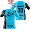 LIMITED EDITION - CUSTOM NAME MOTOCROCSS V2 - FOX RACING - BLACK SKY BLUE - T-SHIRT