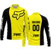 LIMITED EDITION - CUSTOM NAME MOTOCROCSS V2 - FOX RACING - BLACK YELLOW - LONG SLEEVE POLO SHIRT