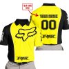 LIMITED EDITION - CUSTOM NAME MOTOCROCSS V2 - FOX RACING - BLACK YELLOW - POLO SHIRT