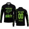 RACING GIRLS LIKE IT DIRTY - FOX RACING - BLACK GREEN 1 - LONG SLEEVE POLO SHIRT