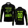 RACING GIRLS LIKE IT DIRTY - FOX RACING - BLACK NEON - LONG SLEEVE POLO SHIRT