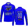 RACING GIRLS LIKE IT DIRTY - FOX RACING - BLUE V1 - LONG SLEEVE POLO SHIRT