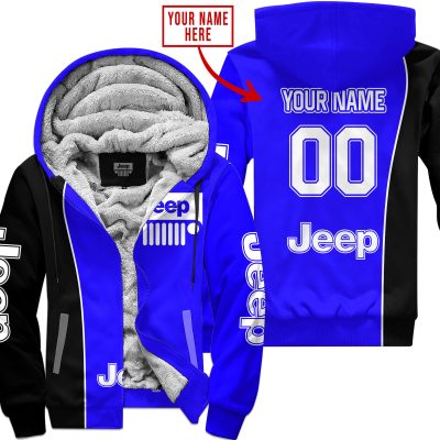 Limited Edition - Custom Name Jeep - Black Blue - Fleece Zip Hoodie