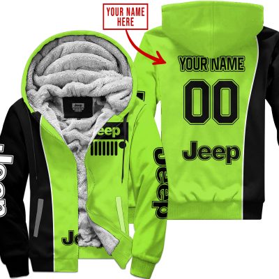 Limited Edition - Custom Name Jeep - Black Green 1 - Fleece Zip Hoodie