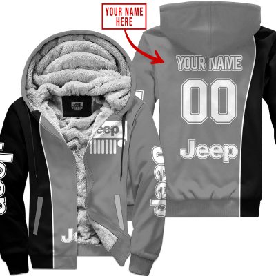 Limited Edition - Custom Name Jeep - Black Grey  - Fleece Zip Hoodie