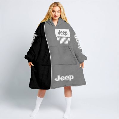 Limited Edition - Custom Name Jeep - Black Grey - Oodie Blanket