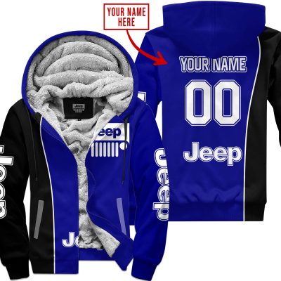 Limited Edition - Custom Name Jeep - Black Navy - Fleece Zip Hoodie