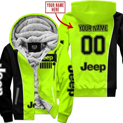 Limited Edition - Custom Name Jeep - Black Neon - Fleece Zip Hoodie