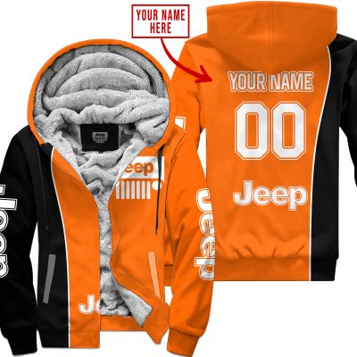 Limited Edition - Custom Name Jeep - Black Orange - Fleece Zip Hoodie