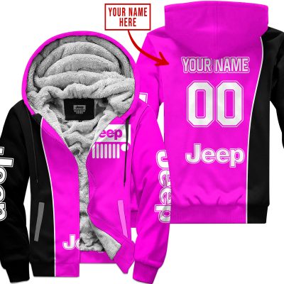 Limited Edition - Custom Name Jeep - Black Pink - Fleece Zip Hoodie