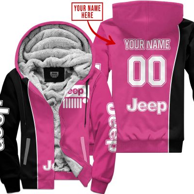 Limited Edition - Custom Name Jeep - Black Pink 1 - Fleece Zip Hoodie