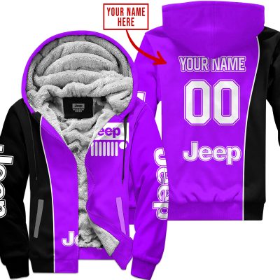 Limited Edition - Custom Name Jeep - Black Purple - Fleece Zip Hoodie