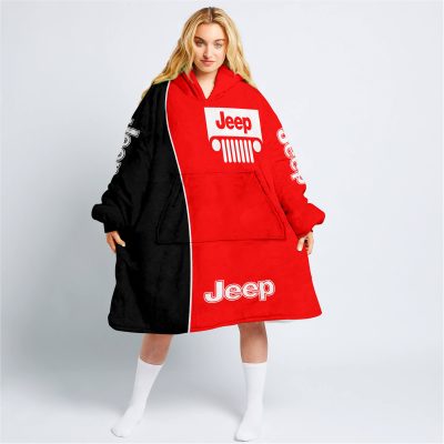 Limited Edition - Custom Name Jeep - Black Red - Oodie Blanket