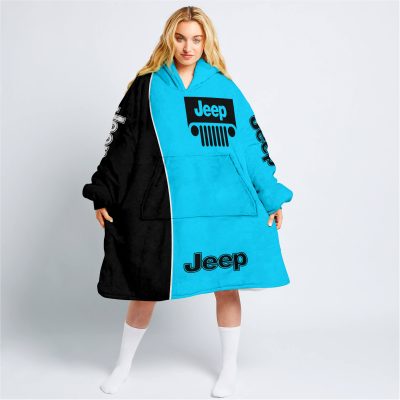Limited Edition - Custom Name Jeep - Black Sky Blue - Oodie Blanket