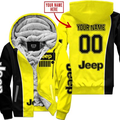 Limited Edition - Custom Name Jeep - Black Yellow - Fleece Zip Hoodie