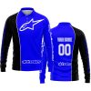 LIMITED EDITION - CUSTOM NAME MOTOCROCSS V2 - ALPINESTARS BLACK BLUE - LONG SLEEVE POLO SHIRT