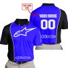 LIMITED EDITION - CUSTOM NAME MOTOCROCSS V2 - ALPINESTARS BLACK BLUE - POLO SHIRT
