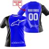 LIMITED EDITION - CUSTOM NAME MOTOCROCSS V2 - ALPINESTARS BLACK BLUE - T-SHIRT