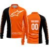 LIMITED EDITION - CUSTOM NAME MOTOCROCSS V2 - ALPINESTARS BLACK ORANGE - LONG SLEEVE POLO SHIRT