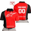 LIMITED EDITION - CUSTOM NAME MOTOCROCSS V2 - ALPINESTARS BLACK RED - POLO SHIRT