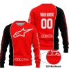 LIMITED EDITION - CUSTOM NAME MOTOCROCSS V2 - ALPINESTARS BLACK RED - SWEATER UGLY