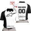 LIMITED EDITION - CUSTOM NAME MOTOCROCSS V2 - ALPINESTARS BLACK WHITE - POLO SHIRT